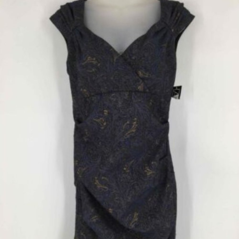 NWT Alex Evenings Multicolor Women’s Metallic Ruched Knee Length Sheath Dress 6